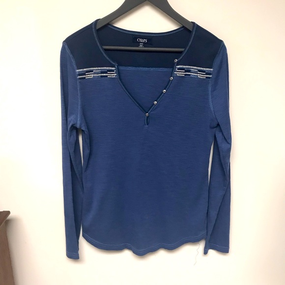 Chaps Tops - CHAPS denim, women’s top, in two shades of blue, size M.